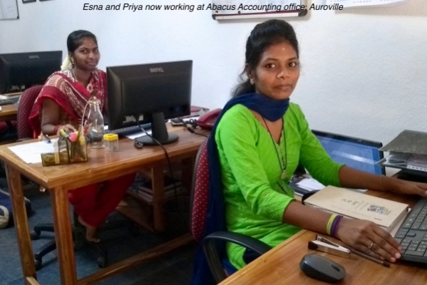 Alumni Priya and Esna after their AIAT training on the job