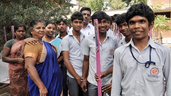 AIAT students and women from Village Action work together on the social art project 'Pink Silence' by Bogna Grazyna Jaroslawski